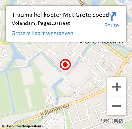 Locatie op kaart van de 112 melding: Trauma helikopter Met Grote Spoed Naar Volendam, Pegasusstraat op 8 augustus 2024 11:35