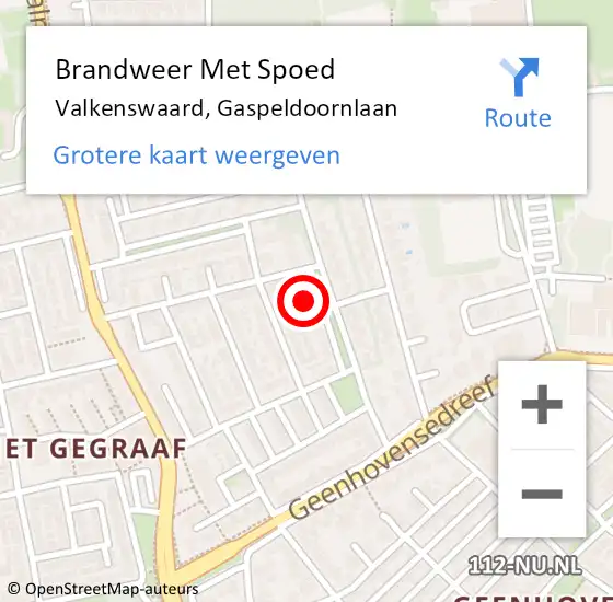 Locatie op kaart van de 112 melding: Brandweer Met Spoed Naar Valkenswaard, Gaspeldoornlaan op 8 augustus 2024 11:52