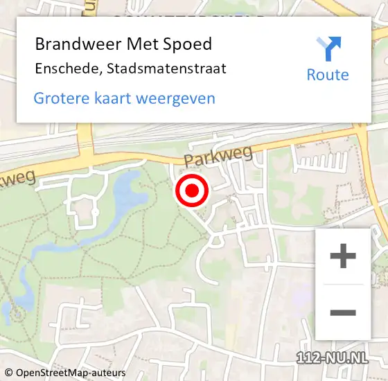 Locatie op kaart van de 112 melding: Brandweer Met Spoed Naar Enschede, Stadsmatenstraat op 8 augustus 2024 12:15