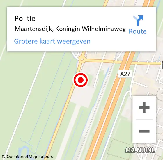 Locatie op kaart van de 112 melding: Politie Maartensdijk, Koningin Wilhelminaweg op 8 augustus 2024 12:16