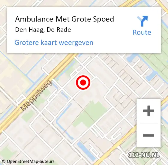 Locatie op kaart van de 112 melding: Ambulance Met Grote Spoed Naar Den Haag, De Rade op 8 augustus 2024 12:39