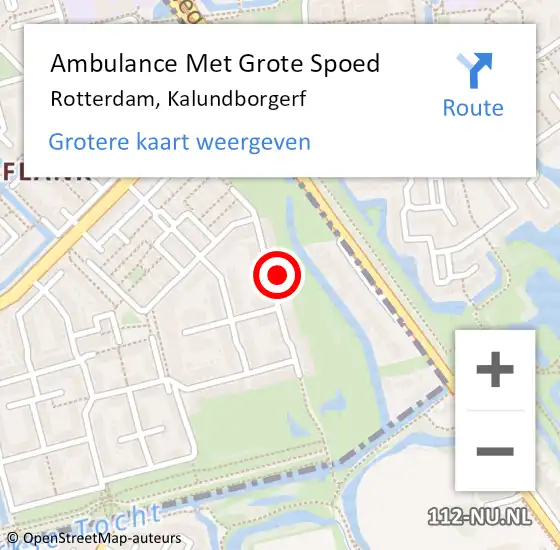 Locatie op kaart van de 112 melding: Ambulance Met Grote Spoed Naar Rotterdam, Kalundborgerf op 8 augustus 2024 12:47