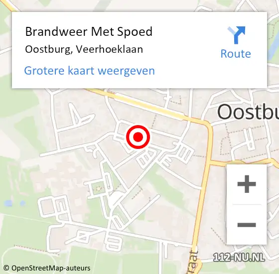 Locatie op kaart van de 112 melding: Brandweer Met Spoed Naar Oostburg, Veerhoeklaan op 8 augustus 2024 12:48