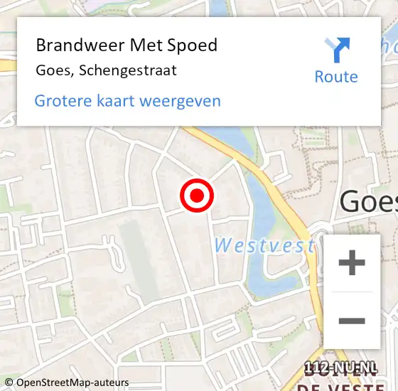 Locatie op kaart van de 112 melding: Brandweer Met Spoed Naar Goes, Schengestraat op 8 augustus 2024 12:57