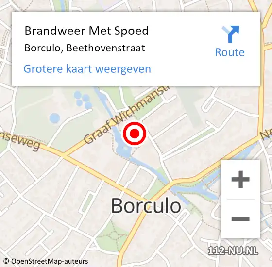 Locatie op kaart van de 112 melding: Brandweer Met Spoed Naar Borculo, Beethovenstraat op 15 oktober 2014 17:40