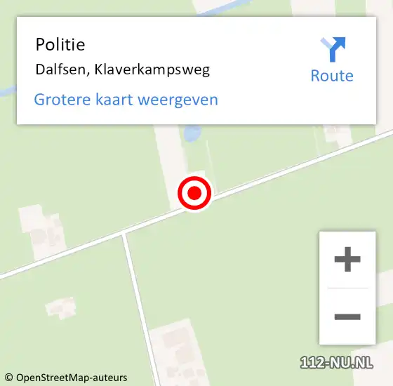 Locatie op kaart van de 112 melding: Politie Dalfsen, Klaverkampsweg op 8 augustus 2024 13:02