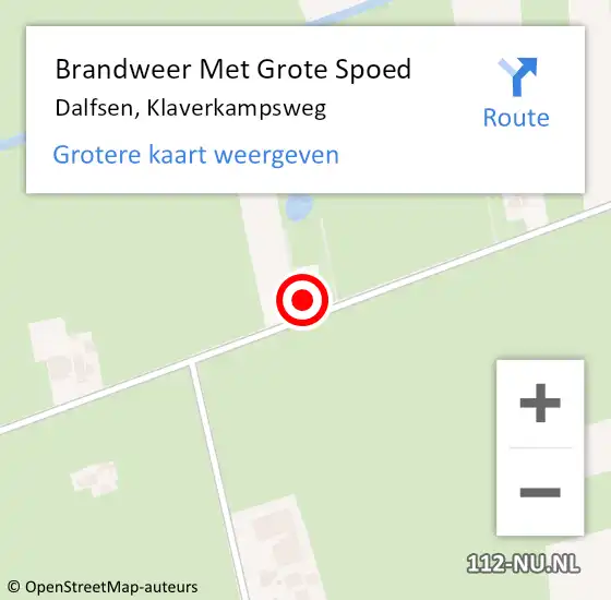 Locatie op kaart van de 112 melding: Brandweer Met Grote Spoed Naar Dalfsen, Klaverkampsweg op 8 augustus 2024 13:03