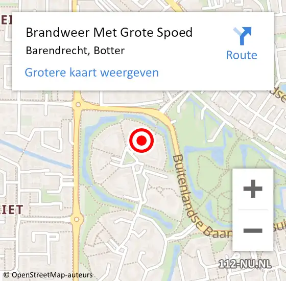 Locatie op kaart van de 112 melding: Brandweer Met Grote Spoed Naar Barendrecht, Botter op 8 augustus 2024 13:11