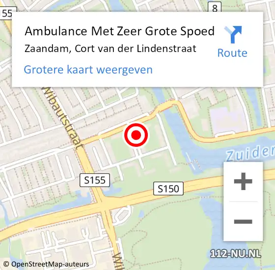 Locatie op kaart van de 112 melding: Ambulance Met Zeer Grote Spoed Naar Zaandam, Cort van der Lindenstraat op 8 augustus 2024 13:28