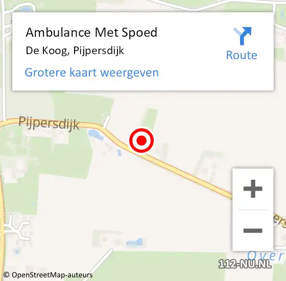 Locatie op kaart van de 112 melding: Ambulance Met Spoed Naar De Koog, Pijpersdijk op 8 augustus 2024 13:36