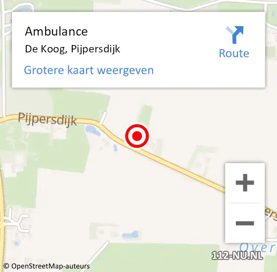 Locatie op kaart van de 112 melding: Ambulance De Koog, Pijpersdijk op 8 augustus 2024 13:38