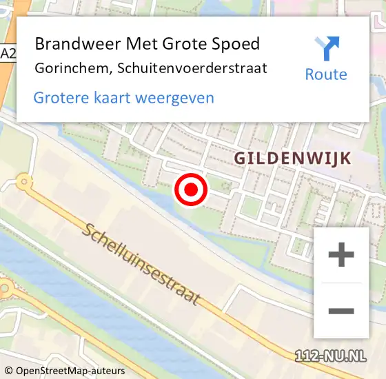 Locatie op kaart van de 112 melding: Brandweer Met Grote Spoed Naar Gorinchem, Schuitenvoerderstraat op 8 augustus 2024 13:44