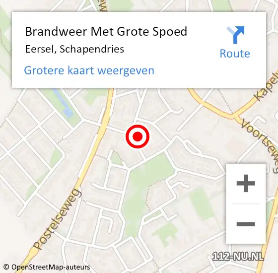 Locatie op kaart van de 112 melding: Brandweer Met Grote Spoed Naar Eersel, Schapendries op 8 augustus 2024 14:10