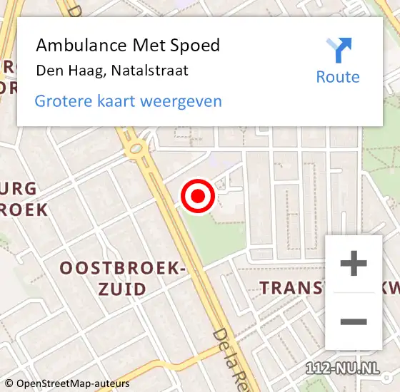 Locatie op kaart van de 112 melding: Ambulance Met Spoed Naar Den Haag, Natalstraat op 8 augustus 2024 14:29