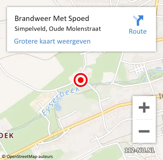 Locatie op kaart van de 112 melding: Brandweer Met Spoed Naar Simpelveld, Oude Molenstraat op 8 augustus 2024 14:32