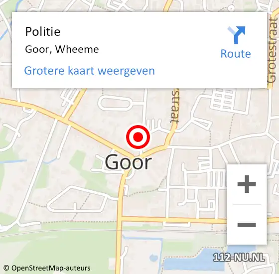 Locatie op kaart van de 112 melding: Politie Goor, Wheeme op 8 augustus 2024 14:47