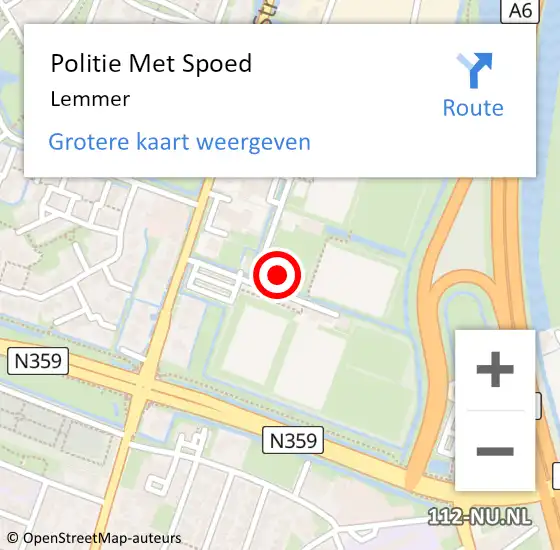 Locatie op kaart van de 112 melding: Politie Met Spoed Naar Lemmer op 8 augustus 2024 14:48