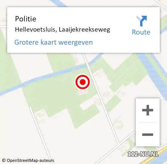 Locatie op kaart van de 112 melding: Politie Hellevoetsluis, Laaijekreekseweg op 8 augustus 2024 14:54