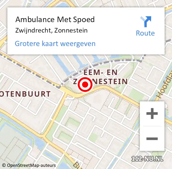 Locatie op kaart van de 112 melding: Ambulance Met Spoed Naar Zwijndrecht, Zonnestein op 8 augustus 2024 14:59