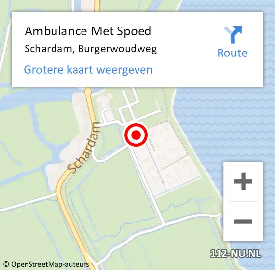 Locatie op kaart van de 112 melding: Ambulance Met Spoed Naar Schardam, Burgerwoudweg op 8 augustus 2024 15:09