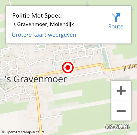 Locatie op kaart van de 112 melding: Politie Met Spoed Naar 's Gravenmoer, Molendijk op 8 augustus 2024 15:14