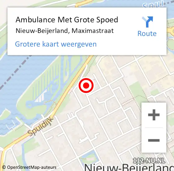 Locatie op kaart van de 112 melding: Ambulance Met Grote Spoed Naar Nieuw-Beijerland, Maximastraat op 8 augustus 2024 15:18