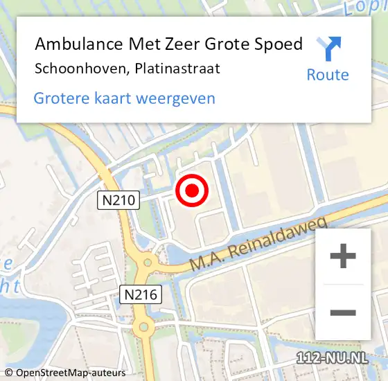 Locatie op kaart van de 112 melding: Ambulance Met Zeer Grote Spoed Naar Schoonhoven, Platinastraat op 8 augustus 2024 15:22