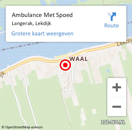 Locatie op kaart van de 112 melding: Ambulance Met Spoed Naar Langerak, Lekdijk op 8 augustus 2024 15:29