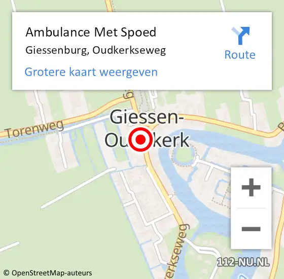 Locatie op kaart van de 112 melding: Ambulance Met Spoed Naar Giessenburg, Oudkerkseweg op 8 augustus 2024 15:29