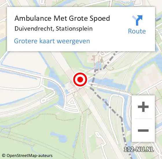 Locatie op kaart van de 112 melding: Ambulance Met Grote Spoed Naar Duivendrecht, Stationsplein op 8 augustus 2024 15:44