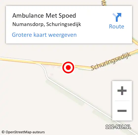 Locatie op kaart van de 112 melding: Ambulance Met Spoed Naar Numansdorp, Schuringsedijk op 8 augustus 2024 15:49