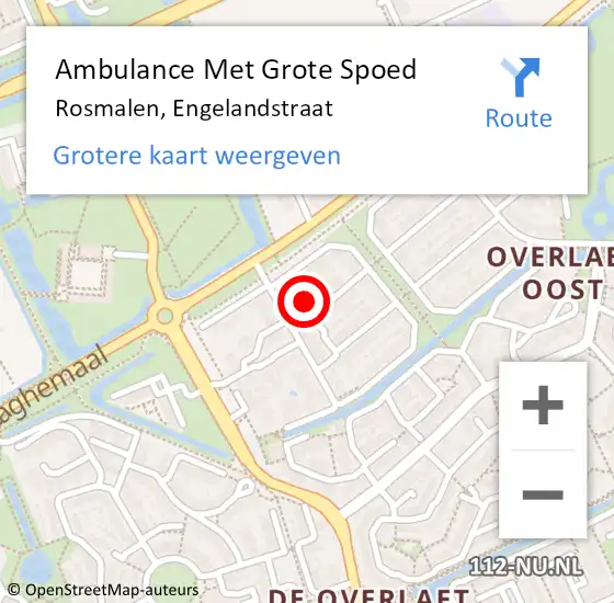 Locatie op kaart van de 112 melding: Ambulance Met Grote Spoed Naar Rosmalen, Engelandstraat op 17 oktober 2013 17:47