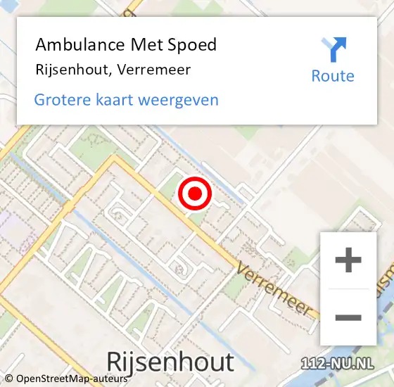 Locatie op kaart van de 112 melding: Ambulance Met Spoed Naar Rijsenhout, Verremeer op 8 augustus 2024 16:06