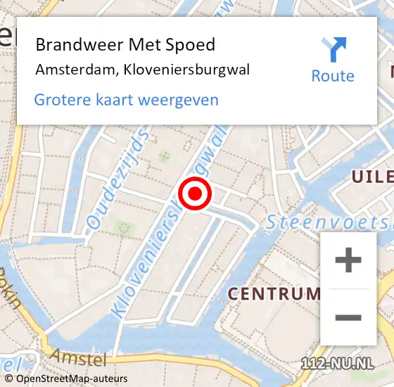 Locatie op kaart van de 112 melding: Brandweer Met Spoed Naar Amsterdam, Kloveniersburgwal op 8 augustus 2024 16:09