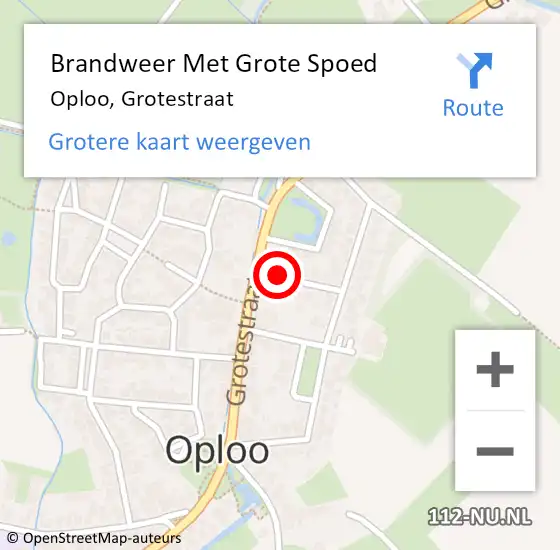 Locatie op kaart van de 112 melding: Brandweer Met Grote Spoed Naar Oploo, Grotestraat op 8 augustus 2024 16:09