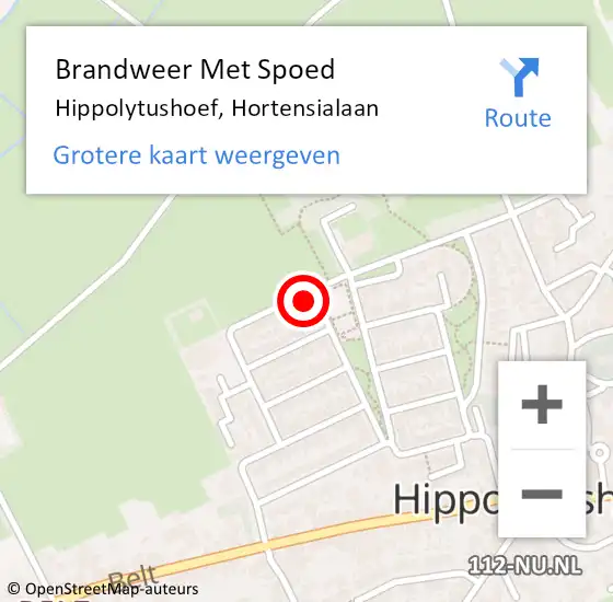 Locatie op kaart van de 112 melding: Brandweer Met Spoed Naar Hippolytushoef, Hortensialaan op 8 augustus 2024 16:14