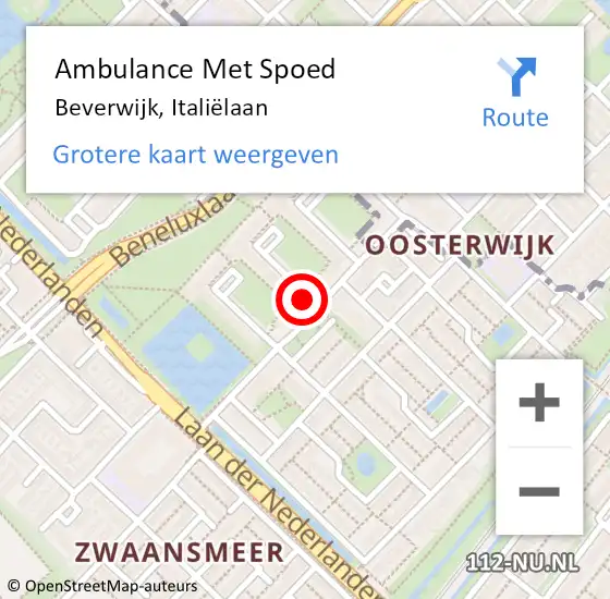 Locatie op kaart van de 112 melding: Ambulance Met Spoed Naar Beverwijk, Italiëlaan op 8 augustus 2024 16:27