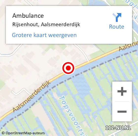 Locatie op kaart van de 112 melding: Ambulance Rijsenhout, Aalsmeerderdijk op 8 augustus 2024 16:27