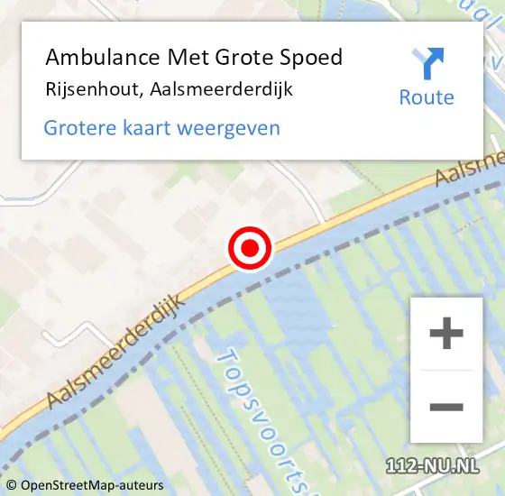 Locatie op kaart van de 112 melding: Ambulance Met Grote Spoed Naar Rijsenhout, Aalsmeerderdijk op 8 augustus 2024 16:29