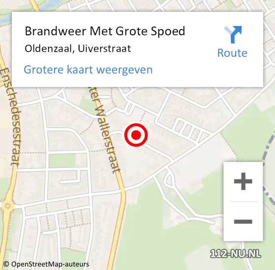 Locatie op kaart van de 112 melding: Brandweer Met Grote Spoed Naar Oldenzaal, Uiverstraat op 8 augustus 2024 16:44