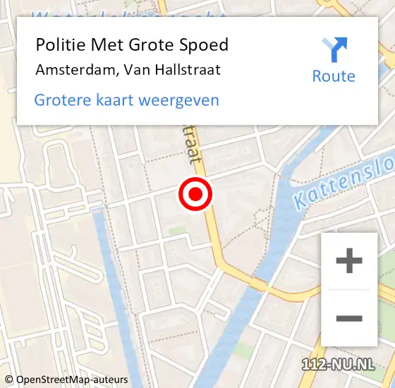 Locatie op kaart van de 112 melding: Politie Met Grote Spoed Naar Amsterdam, Van Hallstraat op 8 augustus 2024 16:45