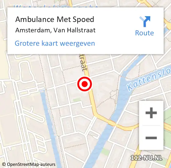 Locatie op kaart van de 112 melding: Ambulance Met Spoed Naar Amsterdam, Van Hallstraat op 8 augustus 2024 16:49