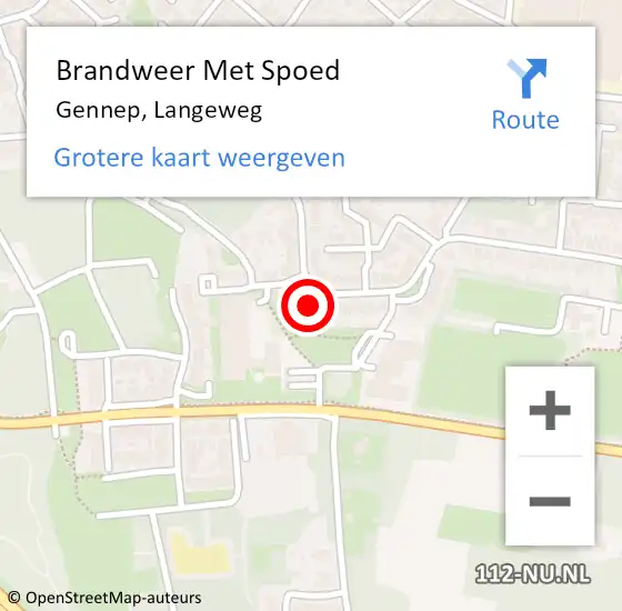 Locatie op kaart van de 112 melding: Brandweer Met Spoed Naar Gennep, Langeweg op 8 augustus 2024 16:54