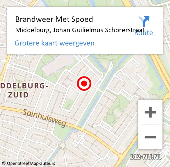 Locatie op kaart van de 112 melding: Brandweer Met Spoed Naar Middelburg, Johan Guiliëlmus Schorerstraat op 8 augustus 2024 17:12