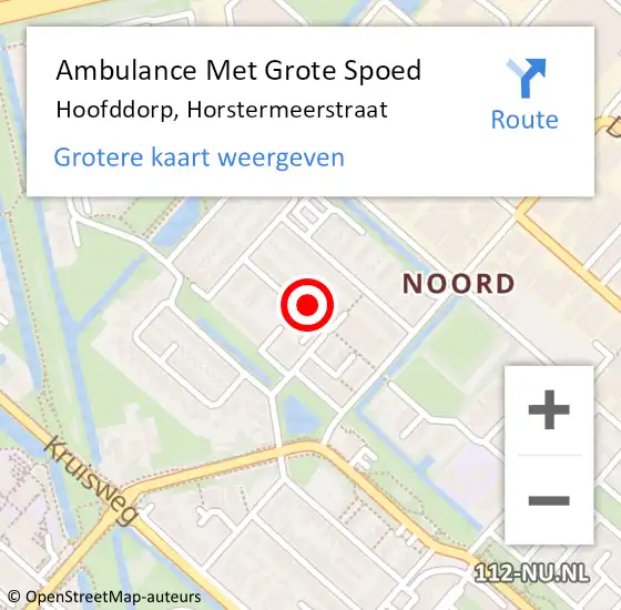 Locatie op kaart van de 112 melding: Ambulance Met Grote Spoed Naar Hoofddorp, Horstermeerstraat op 8 augustus 2024 17:15