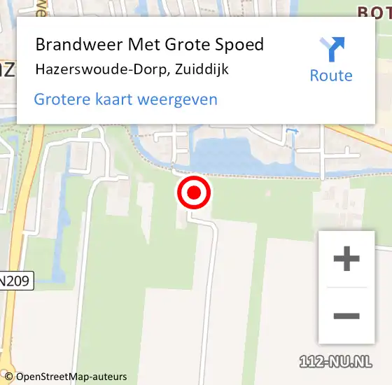 Locatie op kaart van de 112 melding: Brandweer Met Grote Spoed Naar Hazerswoude-Dorp, Zuiddijk op 8 augustus 2024 17:19