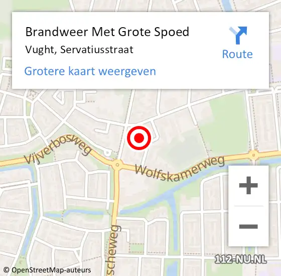 Locatie op kaart van de 112 melding: Brandweer Met Grote Spoed Naar Vught, Servatiusstraat op 8 augustus 2024 17:22