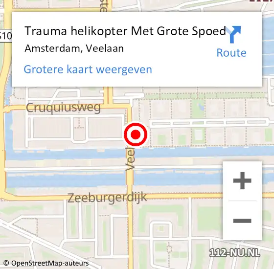 Locatie op kaart van de 112 melding: Trauma helikopter Met Grote Spoed Naar Amsterdam, Veelaan op 8 augustus 2024 17:42