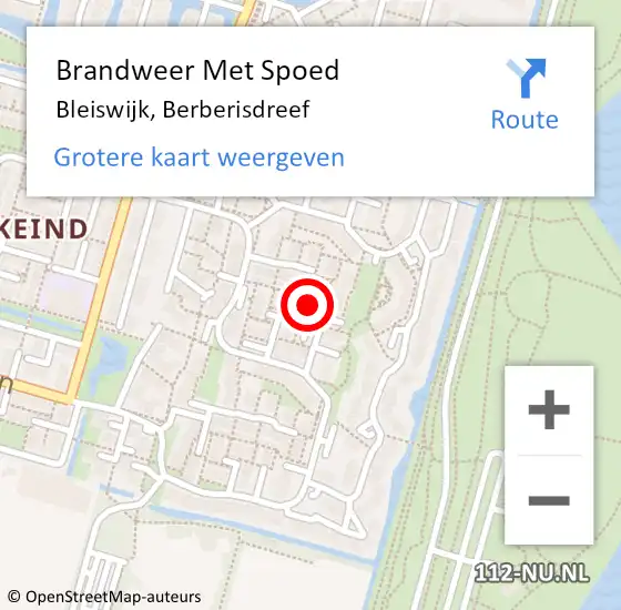 Locatie op kaart van de 112 melding: Brandweer Met Spoed Naar Bleiswijk, Berberisdreef op 8 augustus 2024 17:42