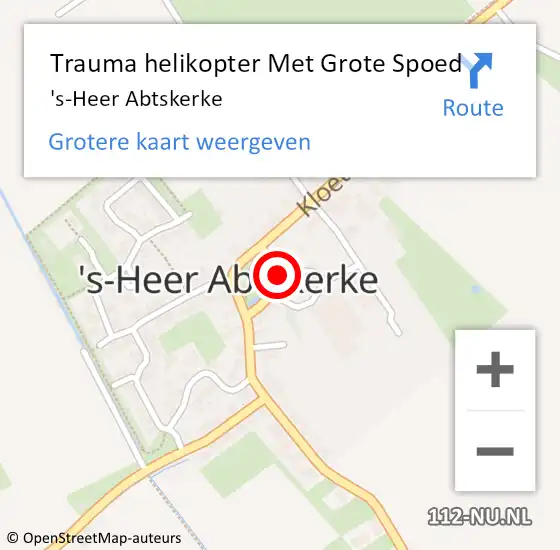 Locatie op kaart van de 112 melding: Trauma helikopter Met Grote Spoed Naar 's-Heer Abtskerke op 8 augustus 2024 17:48